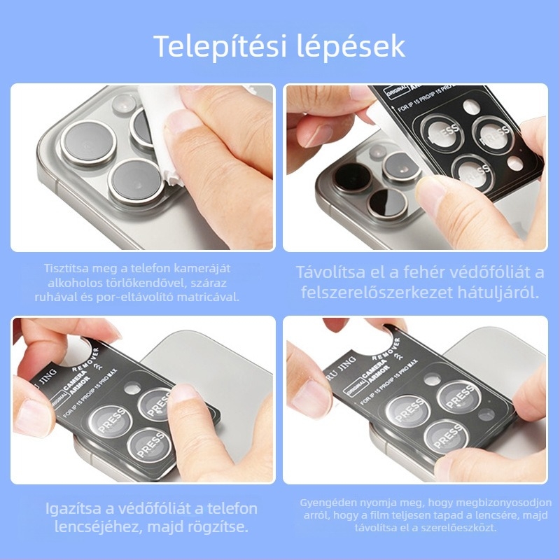 Apple 17-hez lencsevédő fólia — HD optikai üveg (szafír vagy Corning), testreszabható
