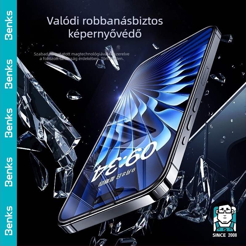 Benks edzett üveg képernyővédő iPhone 15 Pro Max-hoz, Corning Gorilla Glass, Anti-Peep, Anti-Blue Light, HD látásvédelem