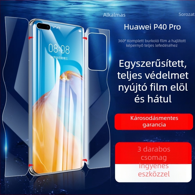 Huawei P40 Pro előlapi és hátlapi hidrogél képernyővédő, matt él, ujjlenyomat-mentes
