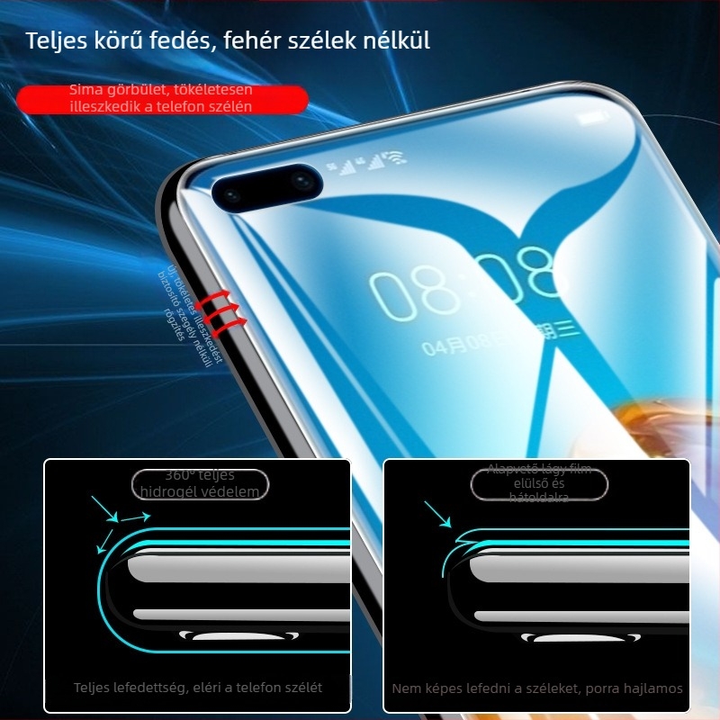 Huawei P40 Pro előlapi és hátlapi hidrogél képernyővédő, matt él, ujjlenyomat-mentes