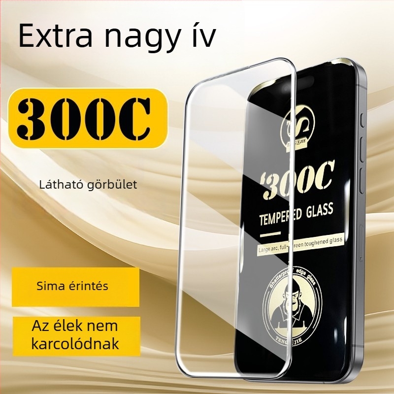 Edzett üveg előlapi képernyővédő iPhone 13–16 Pro/Max számára, HD Anti-Peep, Anti-Fingerprint, Ultra-Clear