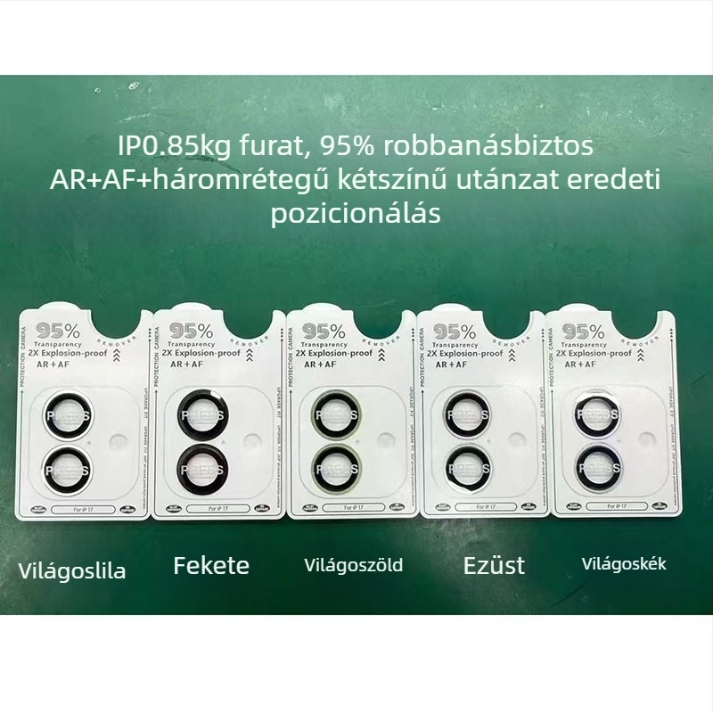 iPhone 17 Pro Max és iPhone 17 Air kamera lencse védő, edzett üveg, két színű bevonat, ütésálló, por- és ujjlenyomat-mentes.