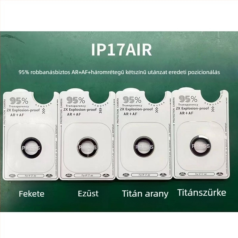 iPhone 17 Pro Max és iPhone 17 Air kamera lencse védő, edzett üveg, két színű bevonat, ütésálló, por- és ujjlenyomat-mentes.