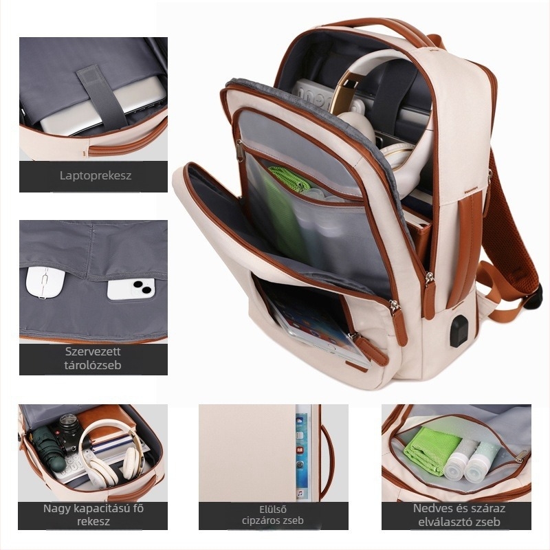 Uniszex üzleti utazáshoz hátizsák, prémium divat design, Oxford anyag, bővíthető kapacitás 36–55 L-ig, kompatibilis 16 colos laptophoz