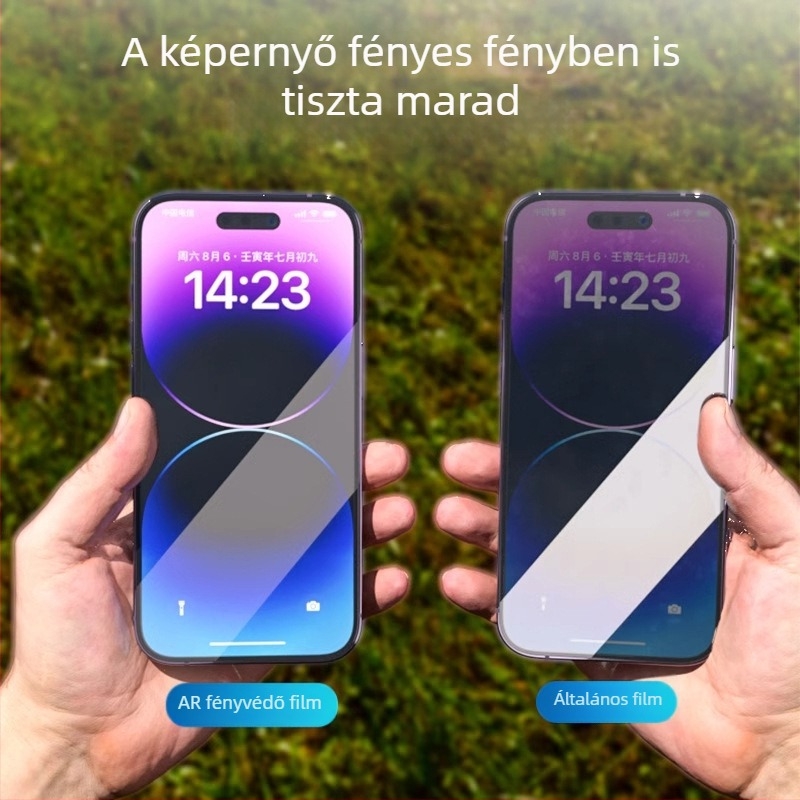 iPhone elülső kijelzővédő fólia AR PET anti-reflektív, HD, por- és ujjlenyomat-mentes