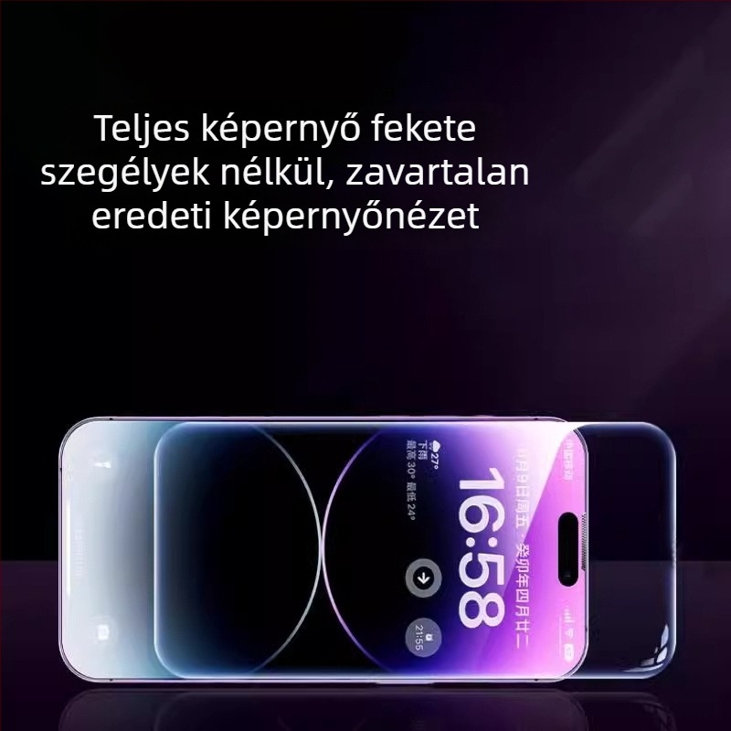 iPhone elülső kijelzővédő fólia AR PET anti-reflektív, HD, por- és ujjlenyomat-mentes