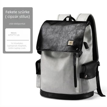 Férfi üzleti és városi hátizsák, PU anyag, 20-35 L kapacitás, illeszkedik 13 hüvelykes laptophoz, utcai stílus