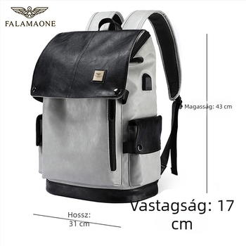 Férfi üzleti és városi hátizsák, PU anyag, 20-35 L kapacitás, illeszkedik 13 hüvelykes laptophoz, utcai stílus