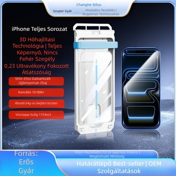 iPhone 17 Pro Max 3D forró hajlított teljes ragasztású edzett üveg kijelzővédő, keret nélküli, elektroplátolt él, nincsenek fekete élek