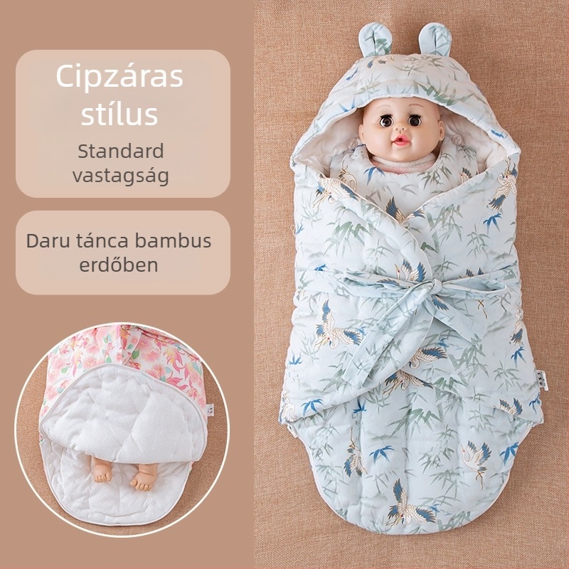 Újszülött, 100% pamut, kézzel készített swaddle hálózsák, tavasz–ősz–télre