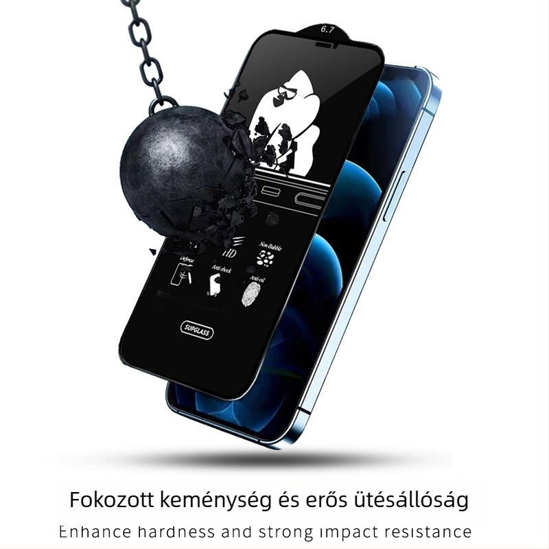 KAAPII edzett üveg előlapi képernyővédő iPhone 14 Pro Maxhoz – HD, nem teljes képernyő