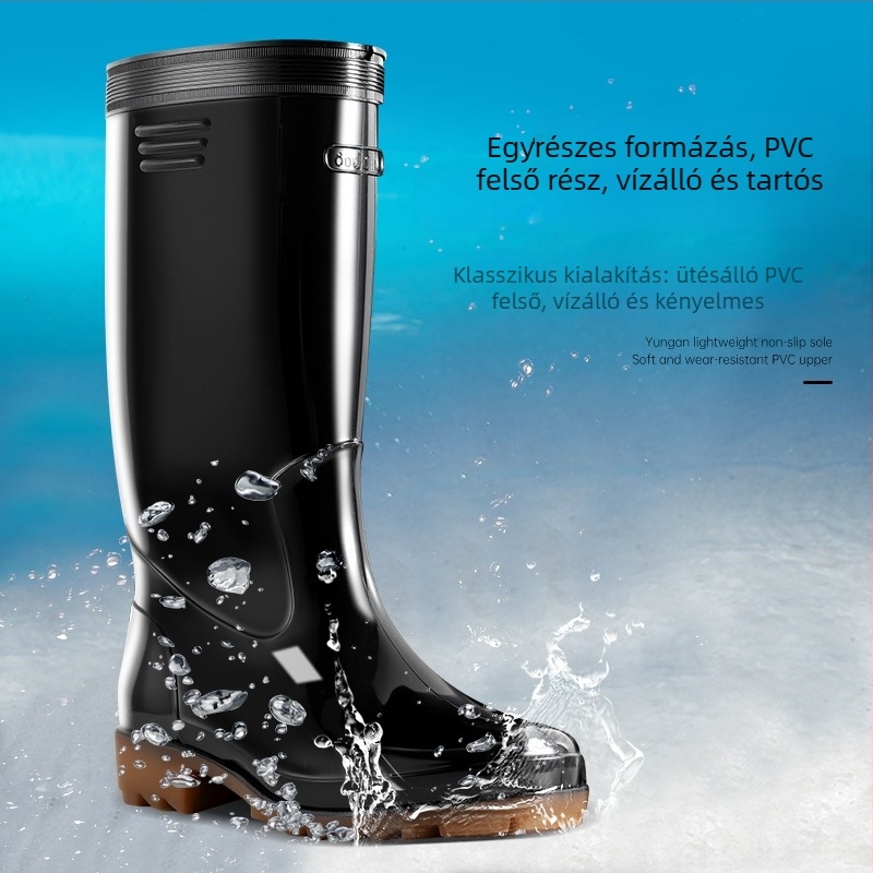 JSM Uniszex Esőcsizmák Építőiparhoz, Csúszásmentes, Vízálló, Magas Cső, Műanyag Felső és Talp, Textil Bélés