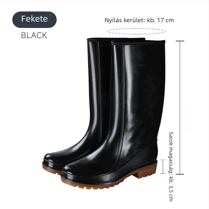 JSM Uniszex Esőcsizmák Építőiparhoz, Csúszásmentes, Vízálló, Magas Cső, Műanyag Felső és Talp, Textil Bélés