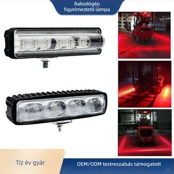 Targonca LED figyelmeztető fény, 12-80V, 18W, 6-LED, alumínium ötvözet ház, akril lencse