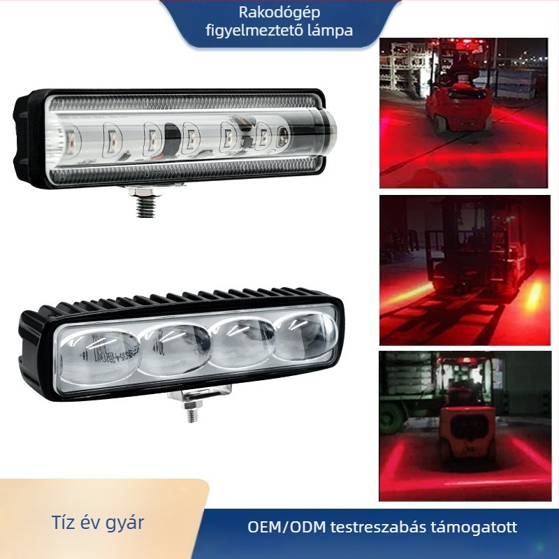 Targonca LED figyelmeztető fény, 12-80V, 18W, 6-LED, alumínium ötvözet ház, akril lencse