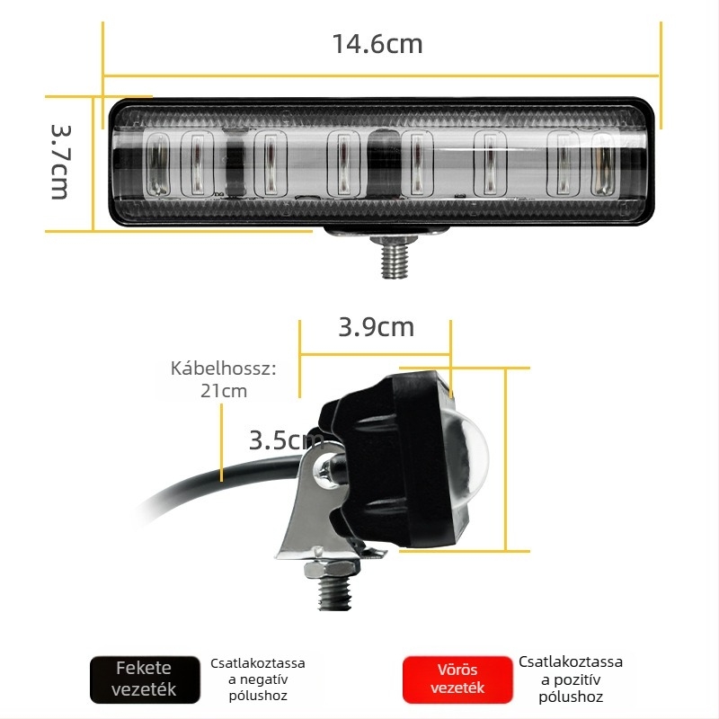 Targonca LED figyelmeztető fény, 12-80V, 18W, 6-LED, alumínium ötvözet ház, akril lencse