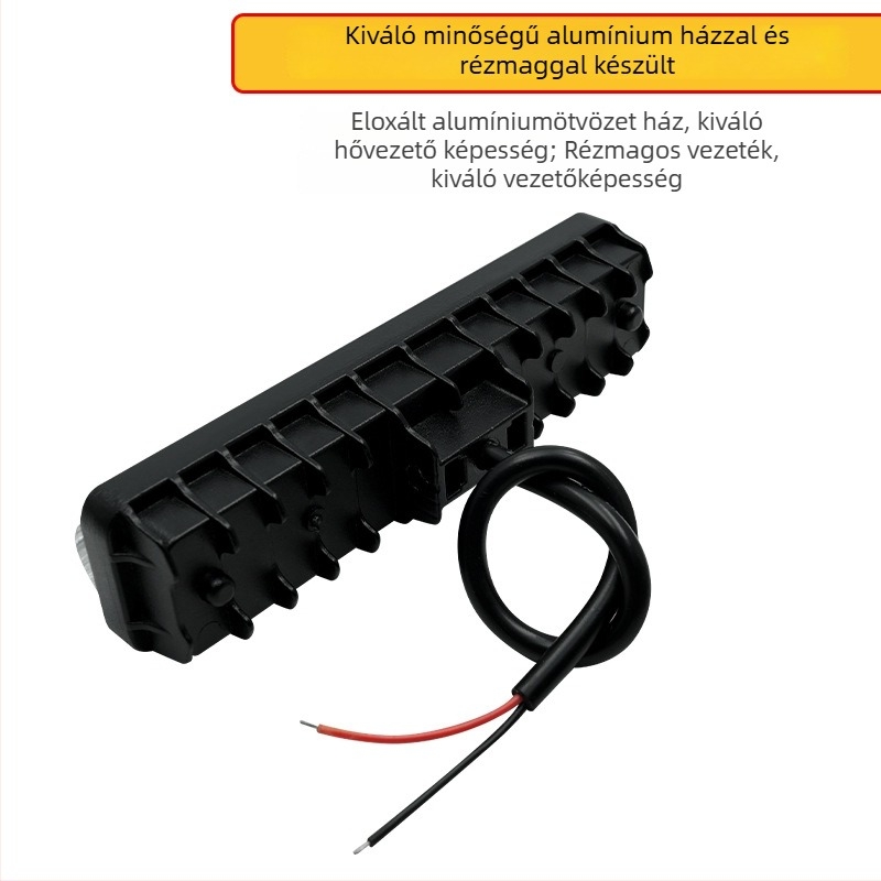 Targonca LED figyelmeztető fény, 12-80V, 18W, 6-LED, alumínium ötvözet ház, akril lencse