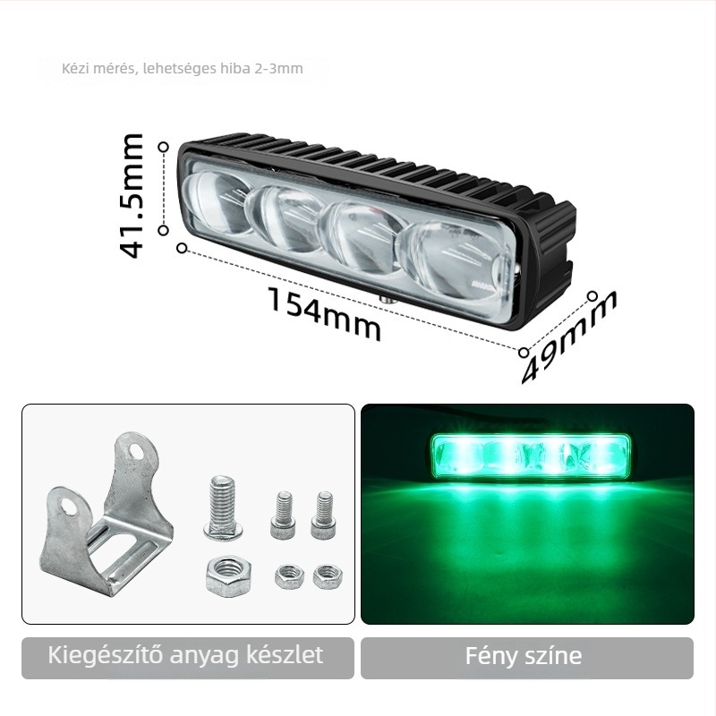 Targonca LED figyelmeztető fény, 12-80V, 18W, 6-LED, alumínium ötvözet ház, akril lencse