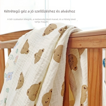 Két réteg géz anyagból készült újszülött csomagoló kendő nyárra, mesefigurás mintával
