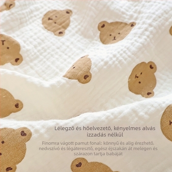 Két réteg géz anyagból készült újszülött csomagoló kendő nyárra, mesefigurás mintával