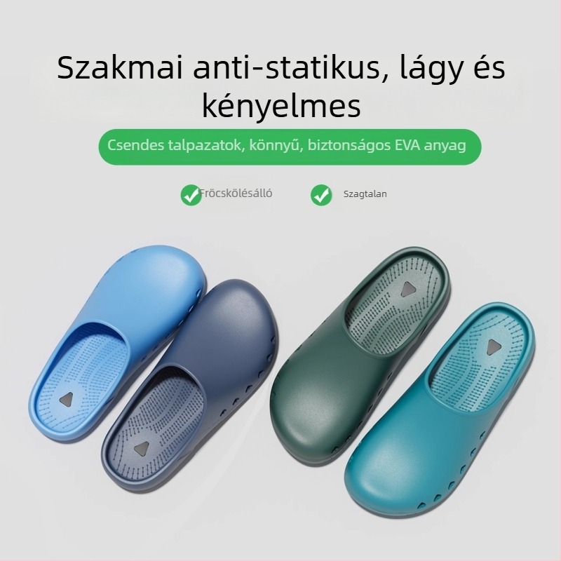 Műtőbe való papucs férfiaknak – csúszásmentes, zárt orr, antistatikus, EVA felső és EVA talp, injekciós öntésű talp