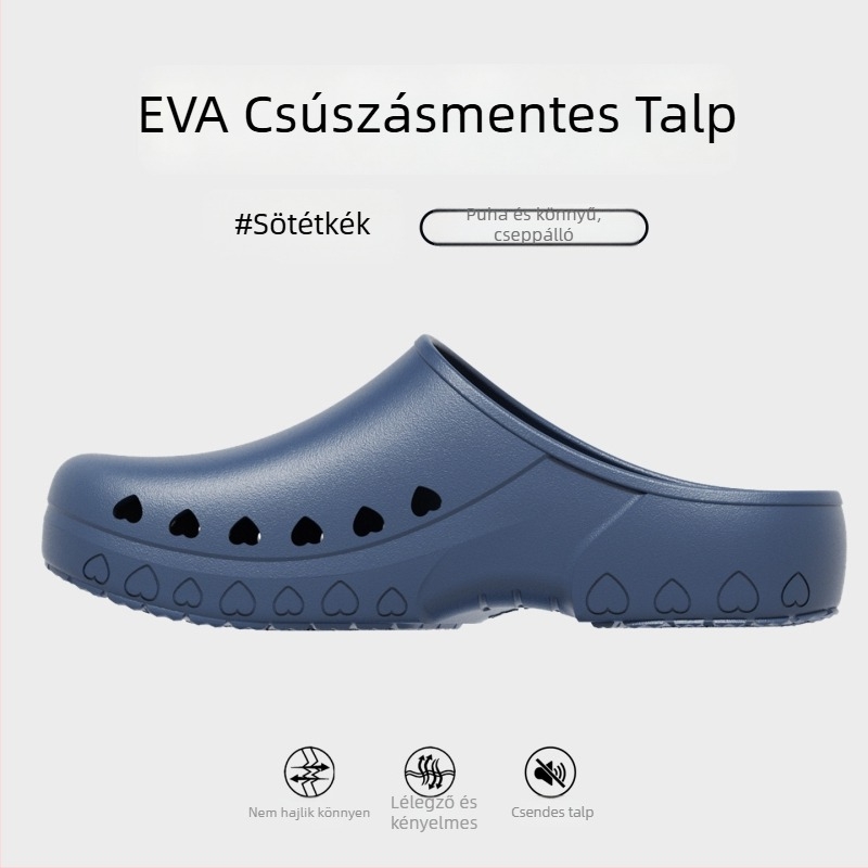 Műtőbe való papucs férfiaknak – csúszásmentes, zárt orr, antistatikus, EVA felső és EVA talp, injekciós öntésű talp