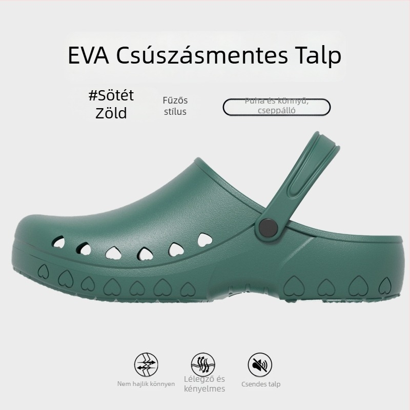 Műtőbe való papucs férfiaknak – csúszásmentes, zárt orr, antistatikus, EVA felső és EVA talp, injekciós öntésű talp