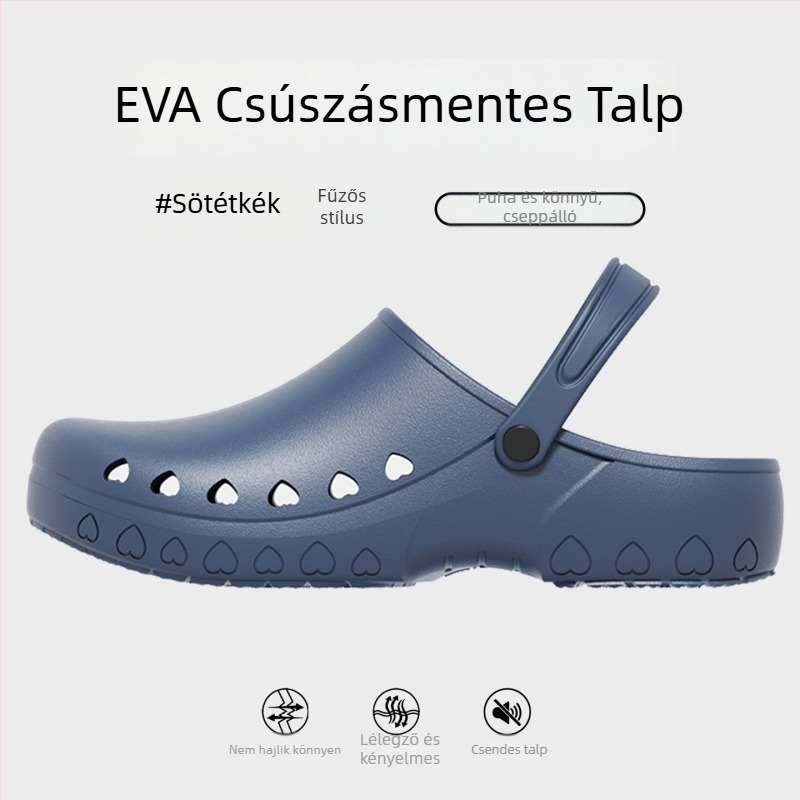 Műtőbe való papucs férfiaknak – csúszásmentes, zárt orr, antistatikus, EVA felső és EVA talp, injekciós öntésű talp