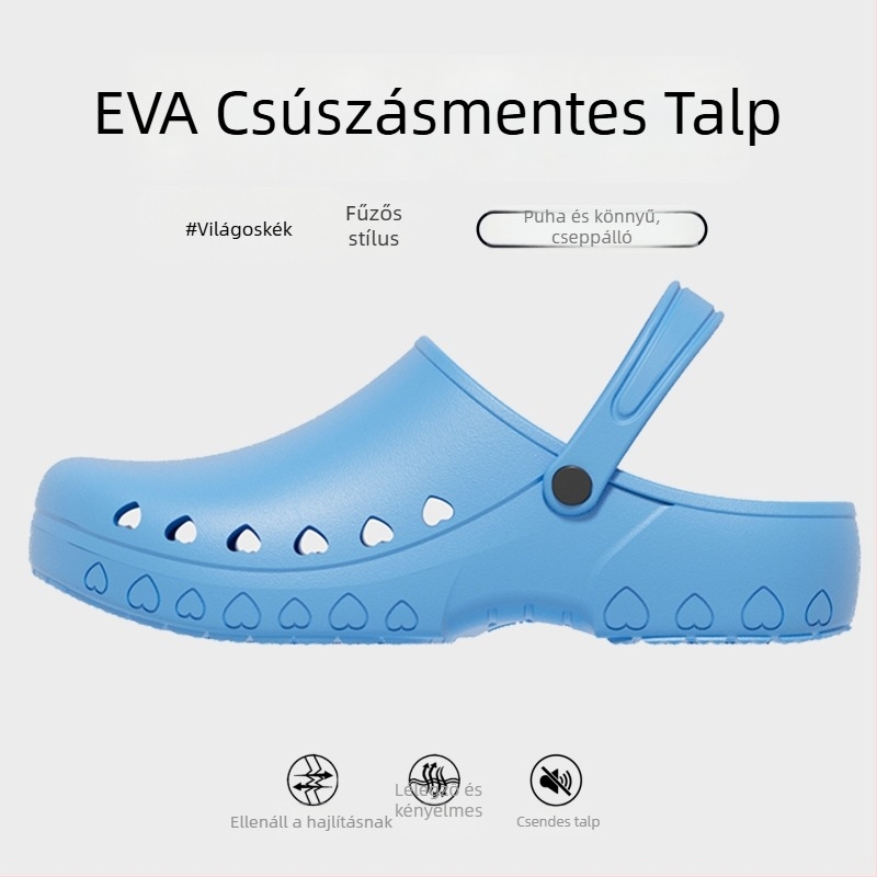 Műtőbe való papucs férfiaknak – csúszásmentes, zárt orr, antistatikus, EVA felső és EVA talp, injekciós öntésű talp
