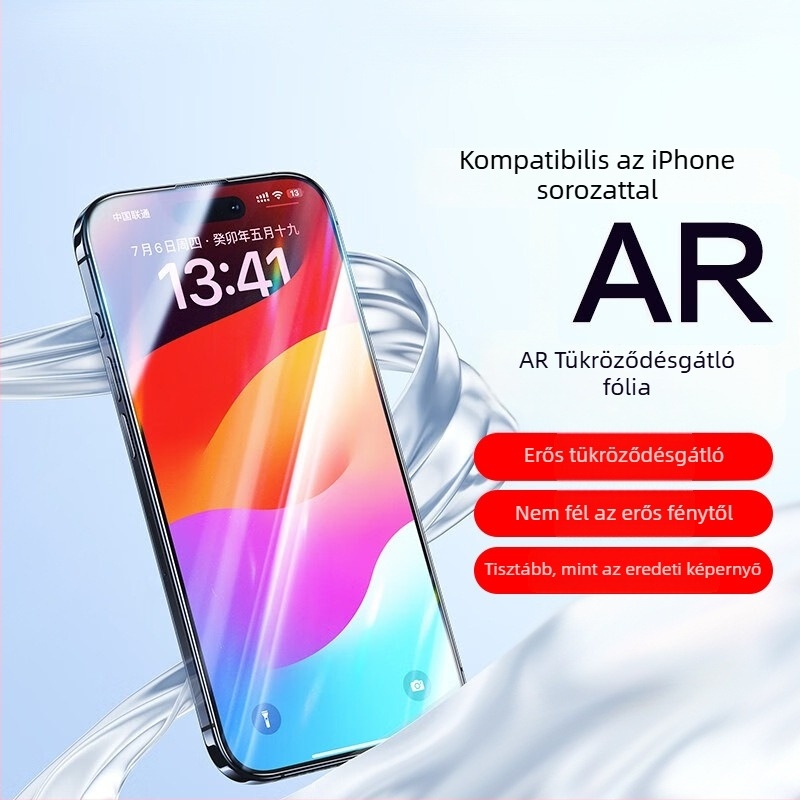 phiyoo Edzett üveg elülső képernyővédő iPhone 13/14/16 Pro Max és iPhone 15 AR-hoz – teljes kijelző, tükröződésmentes, ujjlenyomat-mentes, antibakteriális, porálló, ütésálló