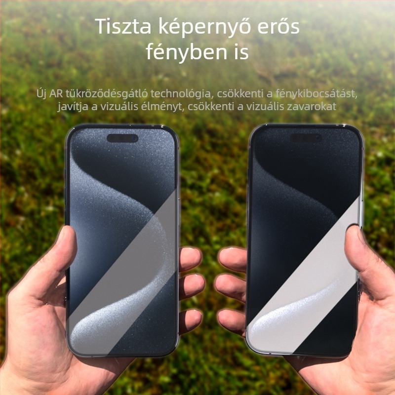 phiyoo Edzett üveg elülső képernyővédő iPhone 13/14/16 Pro Max és iPhone 15 AR-hoz – teljes kijelző, tükröződésmentes, ujjlenyomat-mentes, antibakteriális, porálló, ütésálló