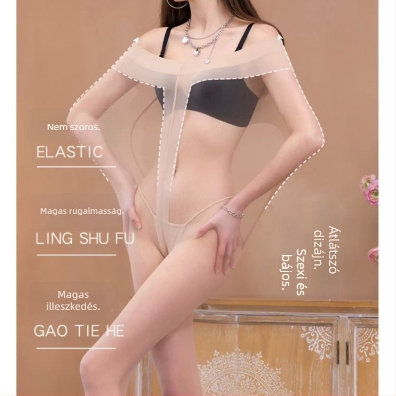 Női fenékemelő harisnya, ultra vékony, 5D nylon velúr anyag, bikini szabás