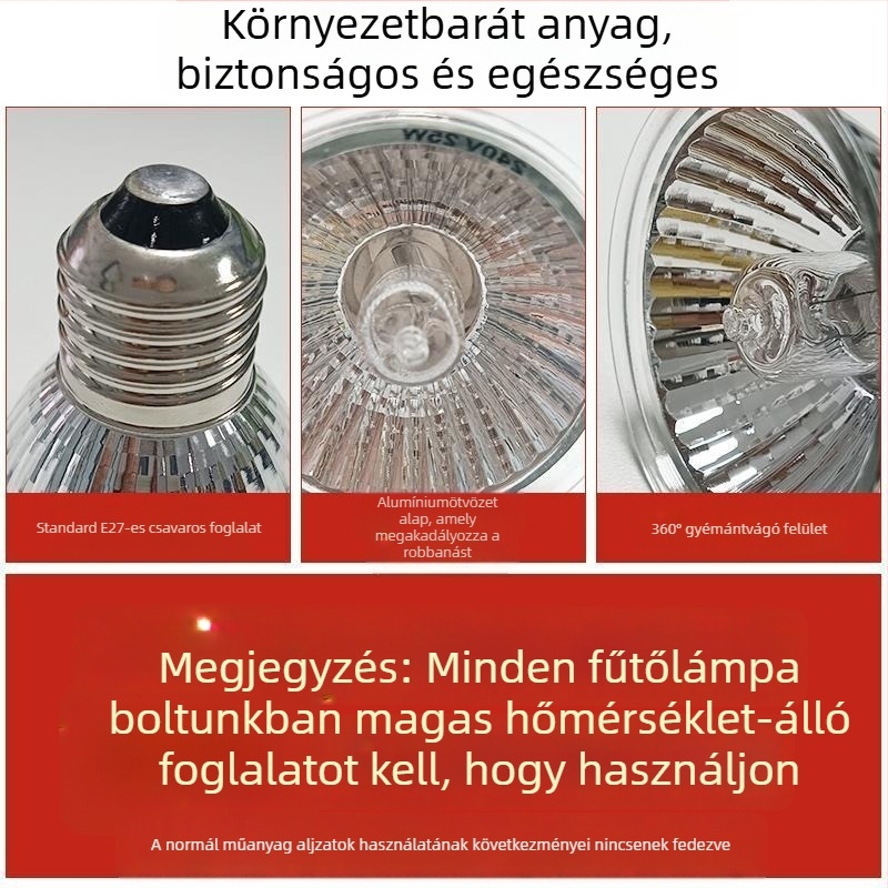 Termosztátos fűtő lámpa madarak számára – keltetésre fürjök, csibék és papagájok