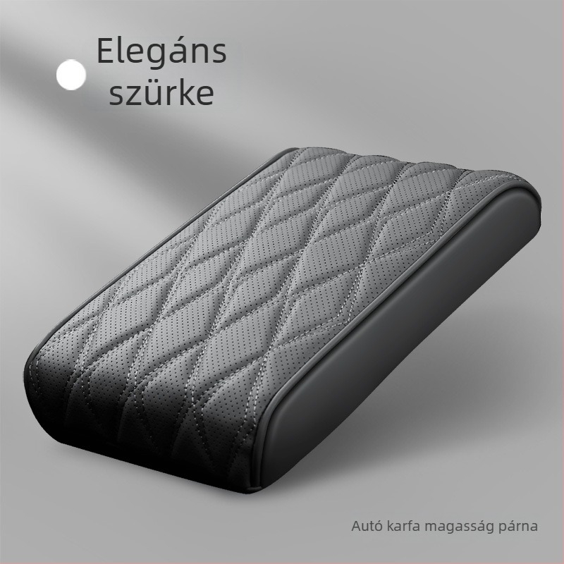 Gu Qi márkájú bőrből készült memóriahabos autókarfa párna, univerzális illeszkedés, középső karfa magasság növelő