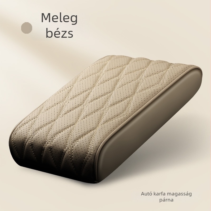 Gu Qi márkájú bőrből készült memóriahabos autókarfa párna, univerzális illeszkedés, középső karfa magasság növelő