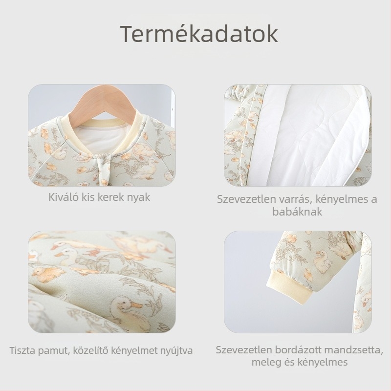 Baba téli hálózsák levehető ujjaival, osztott lábakkal, külső anyaga 95% pamut, belső pamut, töltete poliészter