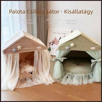 Macska sátor — Ins-stílusú, zárt belső macska villa, anyag: nyúl velúr / Judy korduró