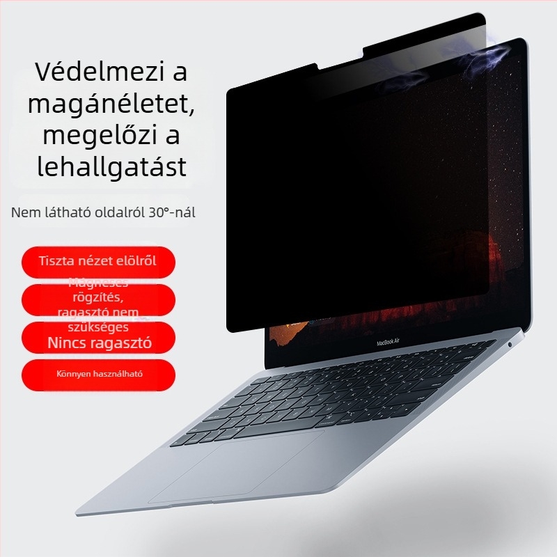 MacBook kijelzőhöz tartozó mágneses betekintésvédelmi fólia – PET anyag, bevonat, The Concealer, modell MacBook, kompatibil Apple laptop kijelzőjével