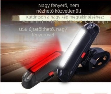 Yating USB-töltésű hátsó lámpa kerékpárhoz, mountain bike-hez, LED riasztófénnyel