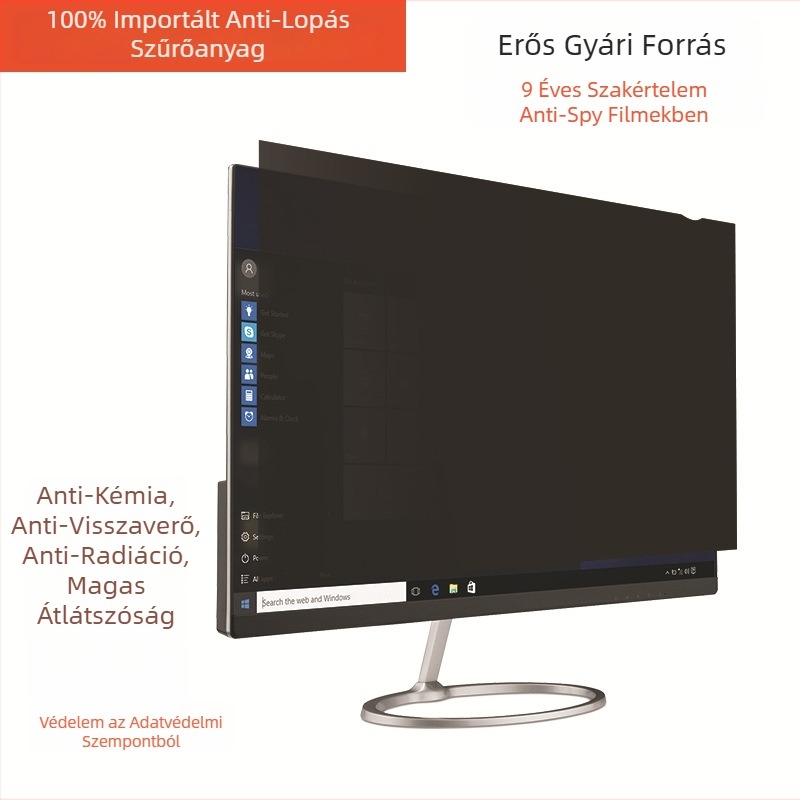 Adatvédelmi képernyővédő laptophoz és asztali számítógépekhez – Anti-Spy, Anti-kék fény, PET réteg, Kompatibilis Apple, Lenovo, HP, Huawei, Acer, LG