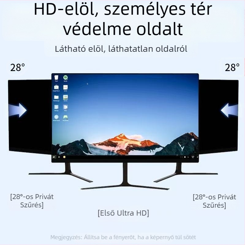 Adatvédelmi képernyővédő laptophoz és asztali számítógépekhez – Anti-Spy, Anti-kék fény, PET réteg, Kompatibilis Apple, Lenovo, HP, Huawei, Acer, LG