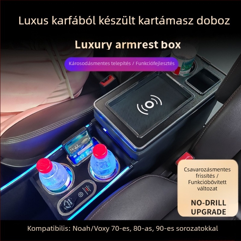 Központi konzol tároló doboz – fa kivitel, Toyota Noah/VOXY 70/80/90/95 Series-hez illeszkedik, 6 kg, testreszabott feldolgozás