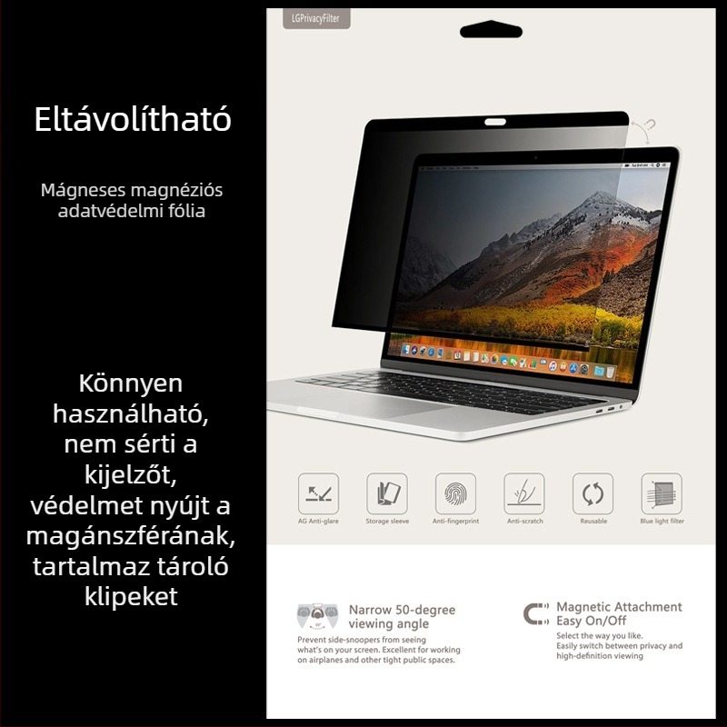 Mágneses anti-peep védőfólia MacBook Pro/Airhez - ultra vékony, kékfény-szűrő, kompatibilis MacBook Pro/Air