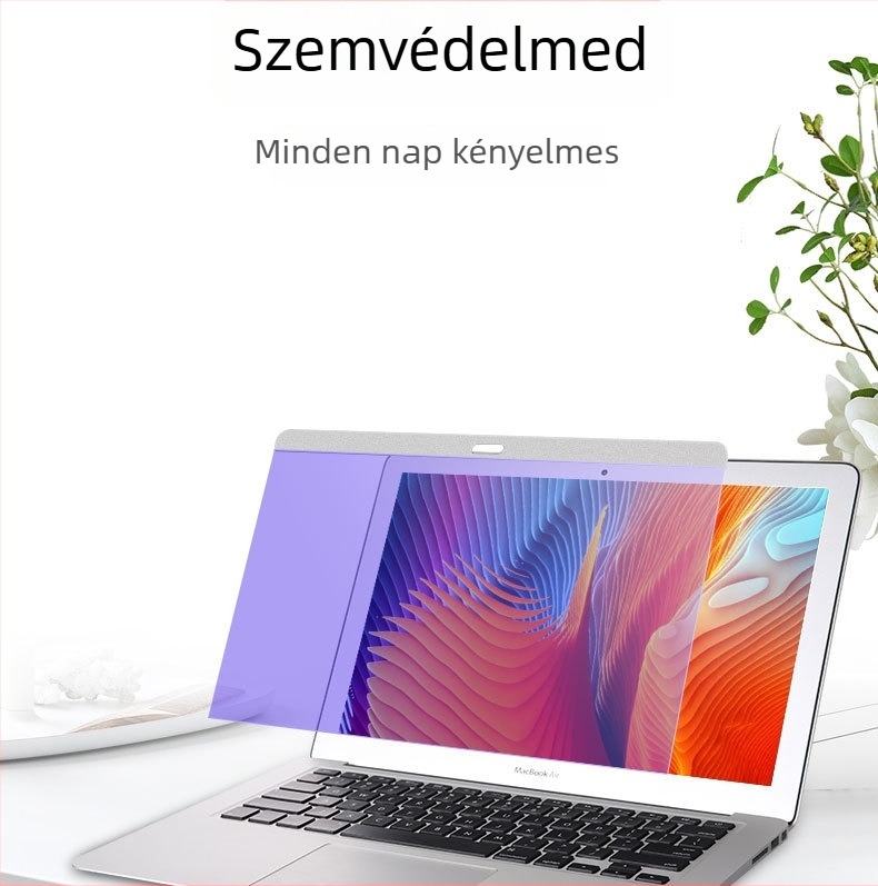 PET kijelzővédő fólia MacBook Pro 13 és MacBook Air számára, anti-kékfény, mágneses rögzítés