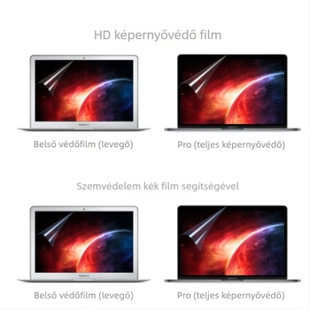 MacBook Pro/Air kijelzővédő — PET anyag, HD film, kékfény elleni védelem, karcolás elleni védelem, modell 24