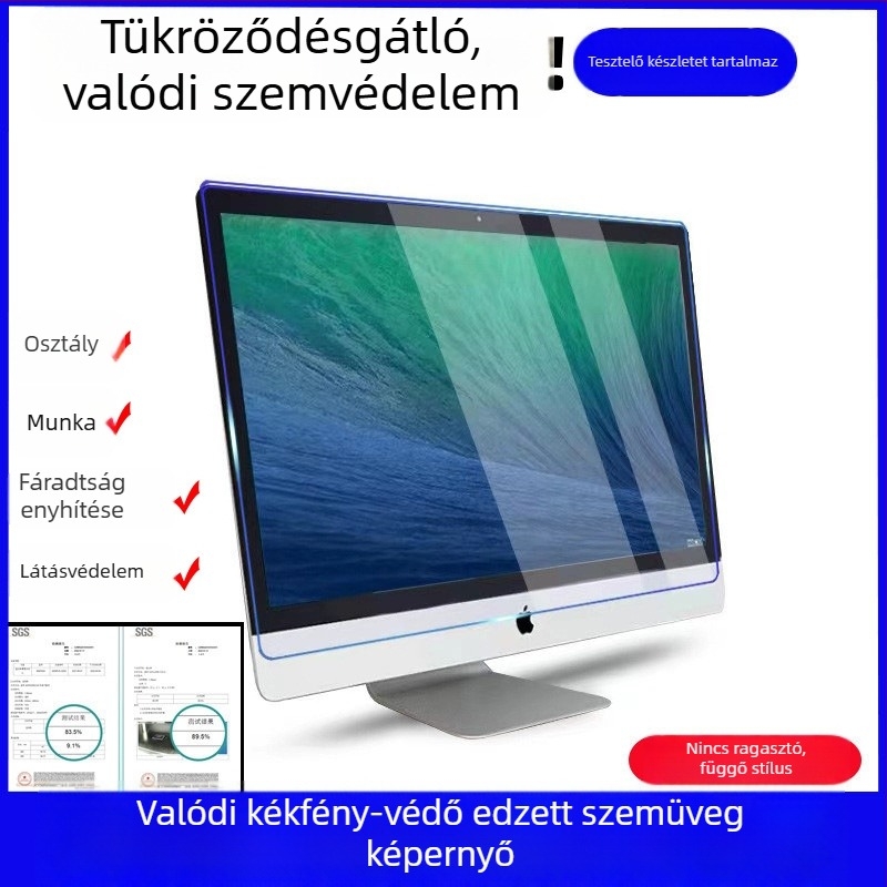 24 hüvelykes kékfény-mentesítő védőfólia asztali monitorokhoz, UV védelem és HD szemvédelmi funkció, izolációs panel