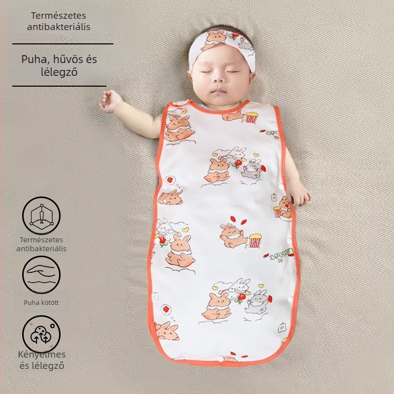 Pamut baba hálózsák tavasz-nyárra, ujjatlan, hideg elleni védelemmel