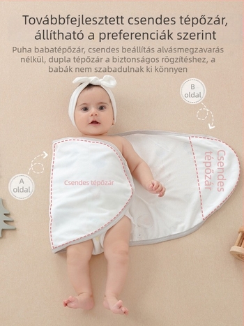 Újszülött hálózsák, cocoon-stílusú, 100% pamut, levehető ujjak
