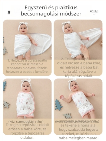 Újszülött hálózsák, cocoon-stílusú, 100% pamut, levehető ujjak