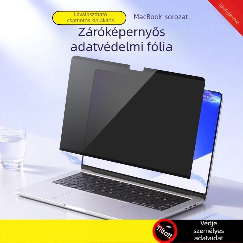 Apple MacBook Air M4/M5 képernyővédő – Snap-on, Anti-Blue Light, Anti-Peep, PET/PVC bevonat